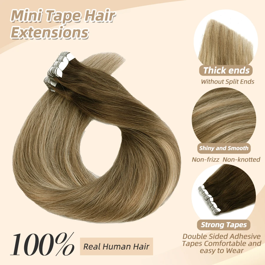 Neitsi Tape ins Hair Extensions Black Girls Natural Straight Adhesive Tape In Extension Human Hair 24\