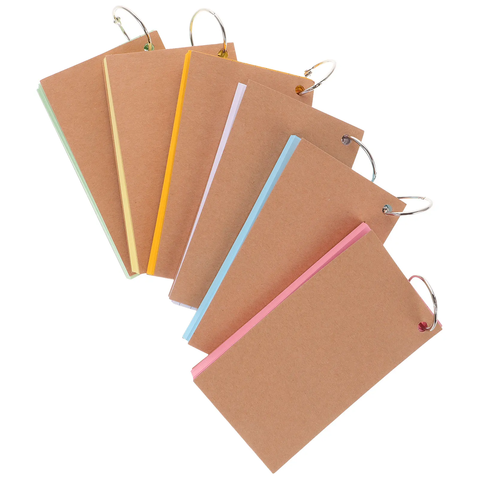 

1 set Index Cards Ring Binder Flashcards Study Supplies Large Size Hole Punch Assorted Colors Student Office Vocabulary Memory