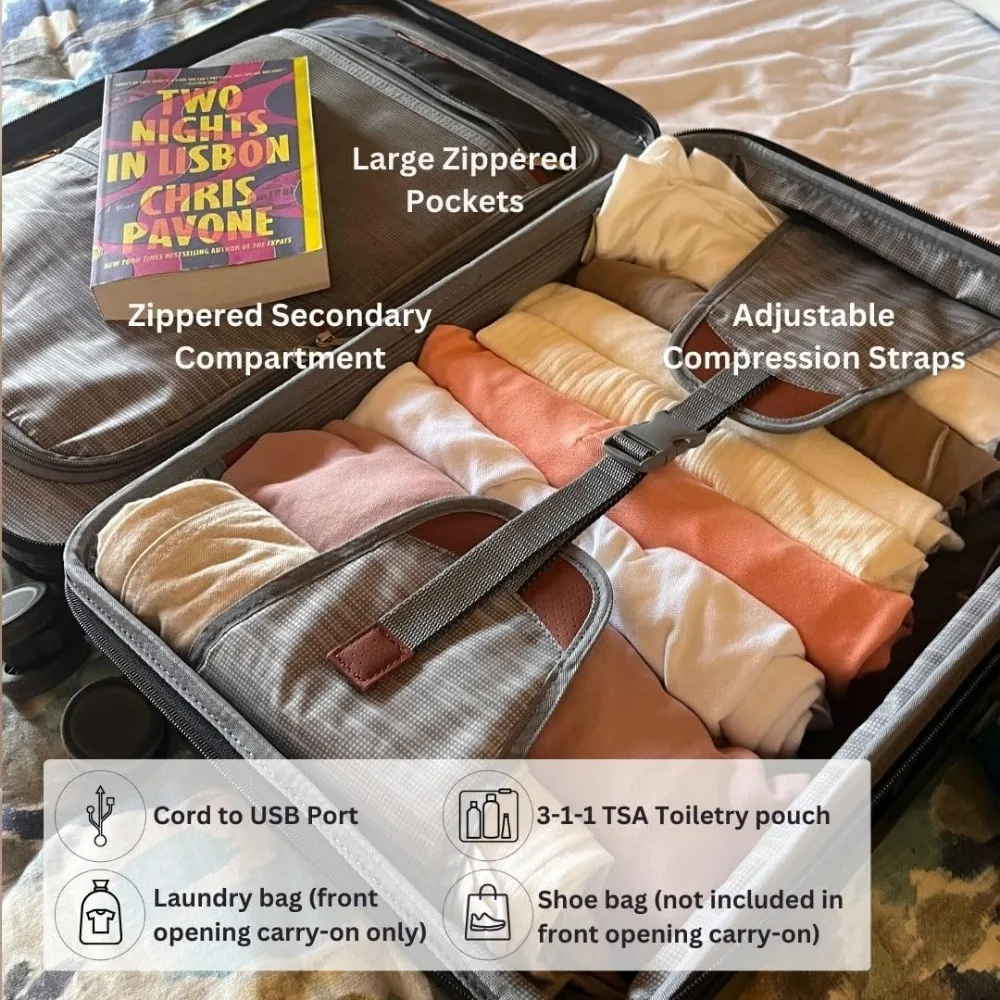 أمتعة صلبة قابلة للتوسيع مع عجلات دوارة مزدوجة، قبضة مريحة للتغليف والتنقل دون جهد، ترقية Montecito 2.0