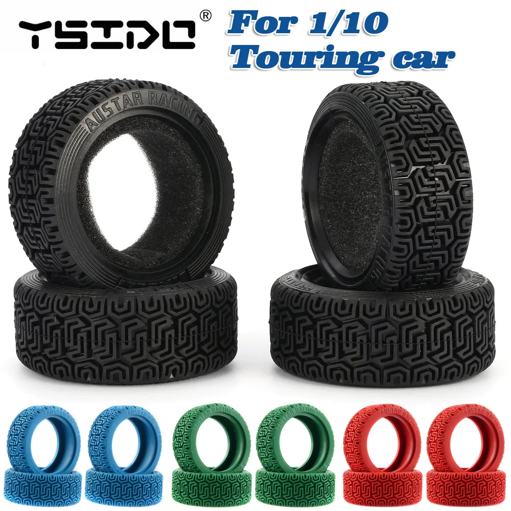 YSIDO 4Pcs 68mm RC 1/10 Rally Tires for 1:10 RC Car On Road Racing Rally HSP HPI Redcat Tamiya Kyosho SAKURA