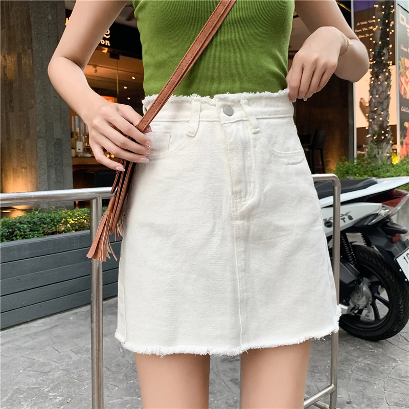 ارتفاع الخصر ألف خط الدنيم تنورة المرأة الخريف جديد الكورية Sle زائد حجم تنوعا Bodycon ort التنانير Faionable نقية...