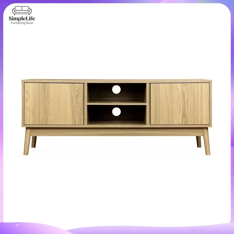 Wooden TV Cabinet Natural Oak Living Room Furniture Luxury Traditional High Quality Entertainment Center Modern Minimalist TV