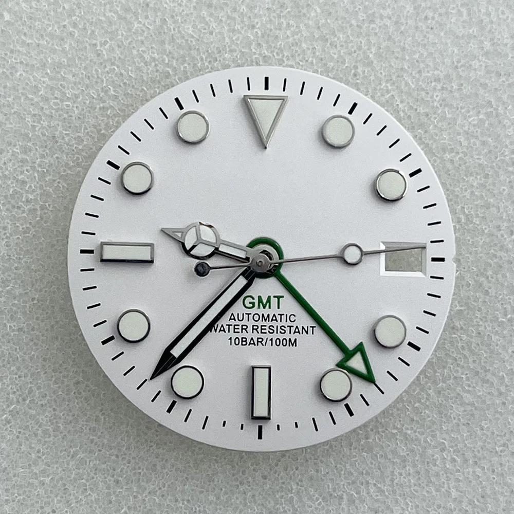 29mm GMT four-pin dial Sun print green luminous business watch accessories are available for the NH34A automatic movement