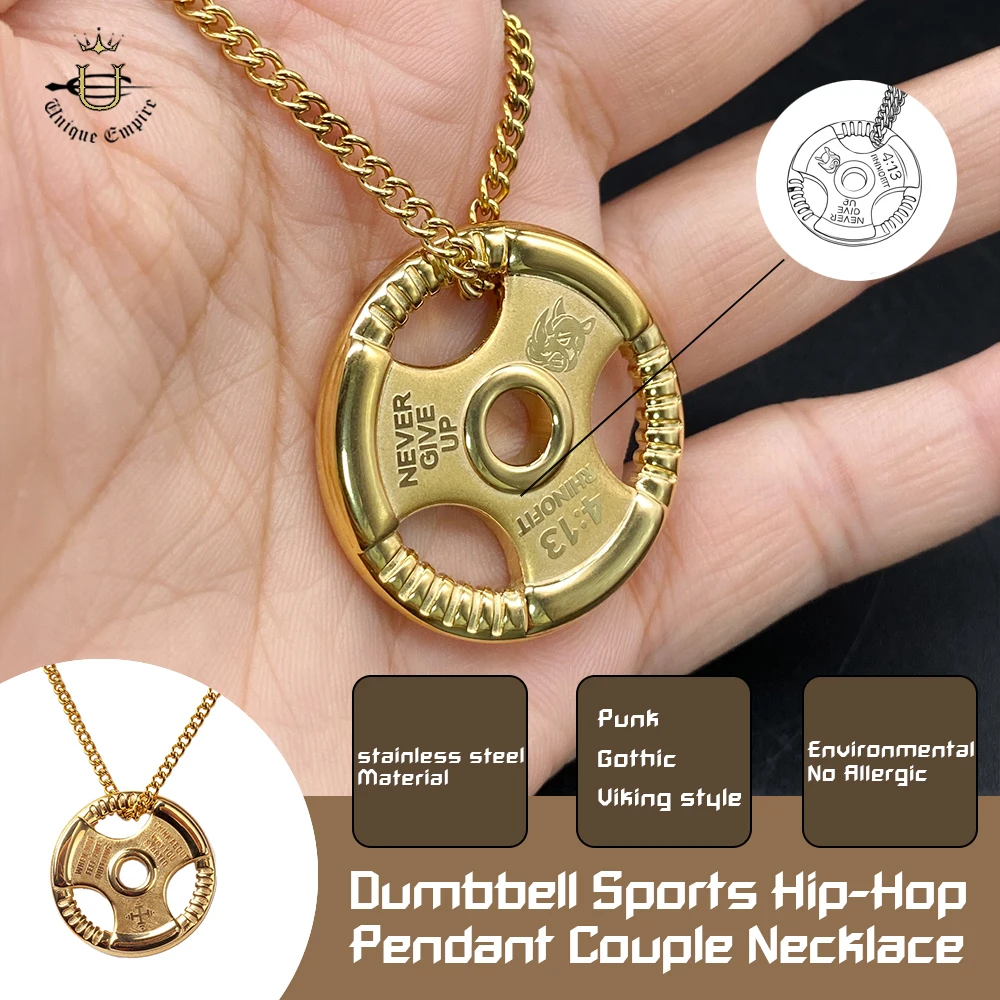 Trendy Hip Hop Dumbbell Pendant Necklace Unisex Silver Gym Jewelry for Men & Women, Couple Gift, Streetwear Fashion Accessory
