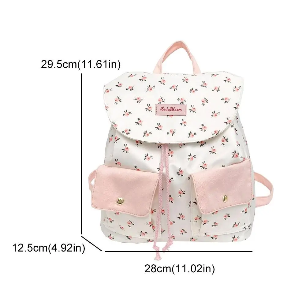 Fashion Korean Style Floral Backpack Large Capacity Sweet Women's Backpack Nylon Travel Student School Bag Girls