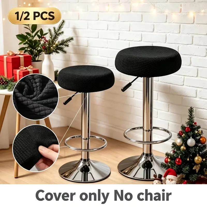 1/2Pcs Round Bar Stool Cover, Removable & Washable, High Stretch, Multiple Colors Available, Soft Breathable Fabric, Universal