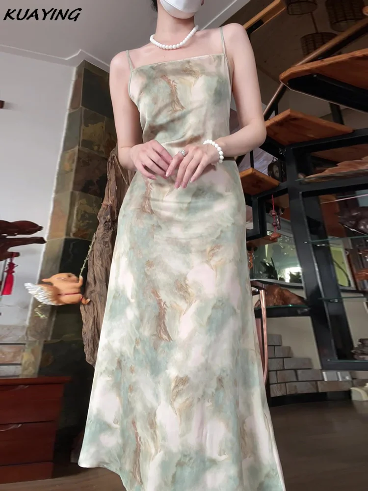 여성용 빈티지 스파게티 스트랩 랩스커트, 민소매 캐주얼 슬림 생일 파티 의류, 여름 신상 패션