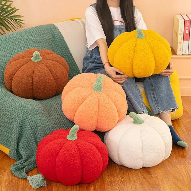 وسادة مريحة من القطيفة على شكل يقطين وسادة منسوجة ناعمة لغرفة المعيشة والمكتب والقيلولة وديكور المنزل على طراز صالة رائعة للهدايا