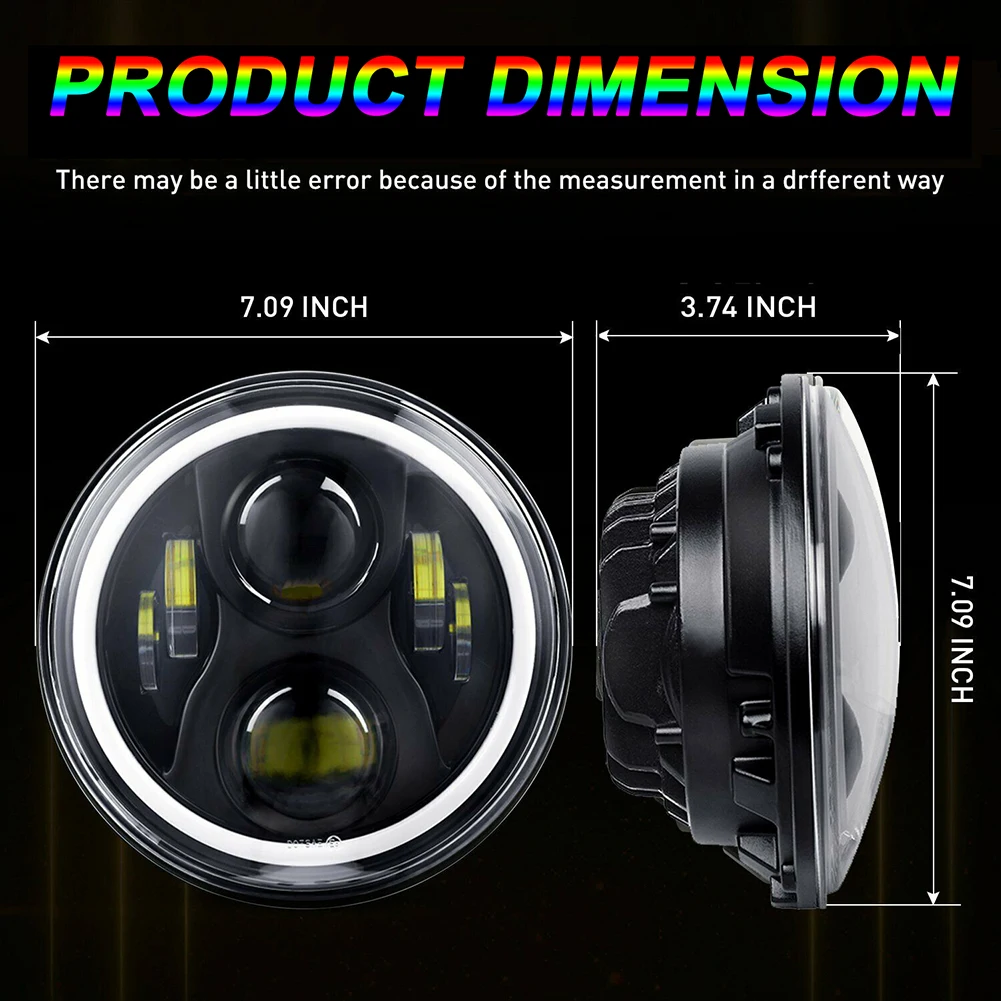 7 Inch Led Headlight RGB Multi-Color Angel Eye DRL Halo Ring Light For Jeep Wrangler JK TL LJ Unlimited 150W Dropshipping