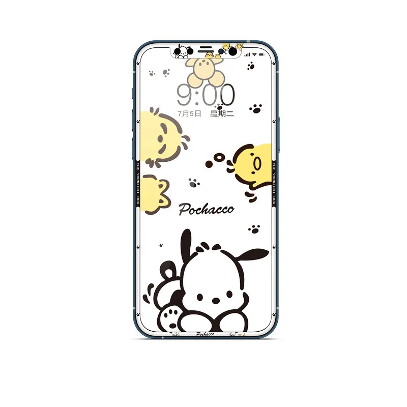 Sanrio Kuromi HelloKitty pelindung kaca Tempered, penutup penuh kaca Tempered untuk IPhone14 15Plus14Pro 12pro max