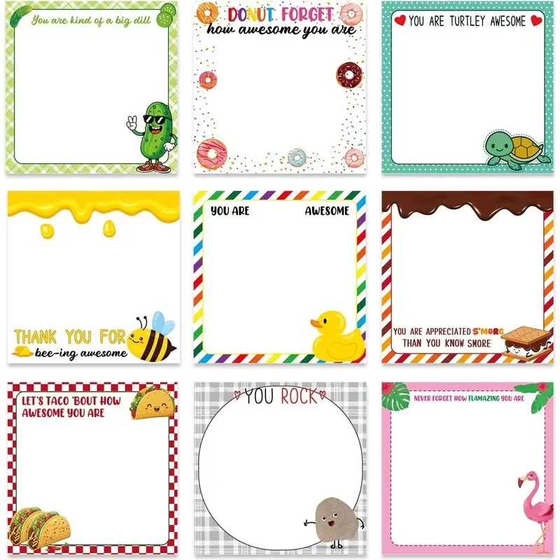 9 Pcs Inspirational Sticky Note Set Fun Positive Energy Notebook Humorous Inspirational Self-Adhesive Positive Office Study Gift