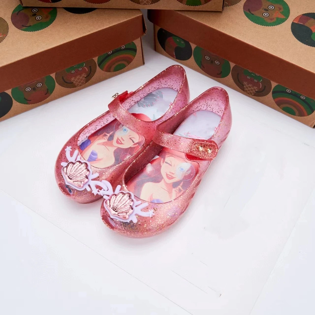 2024 New Children's Sparkle Butterfly Jelly Shoes Original Mini Melissa Princess Beach Sandals Girls Fashion PVC Sequin Shoes