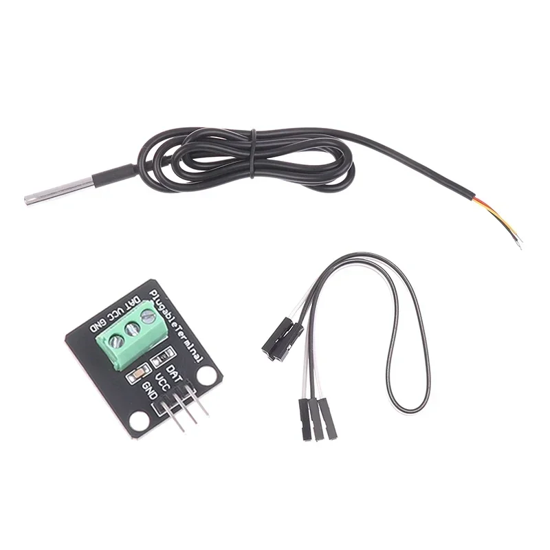 Módulo de Sensor de temperatura DS18B20, Cable de Sensor Digital resistente al agua, adaptador de Terminal de sonda de acero inoxidable para Arduino