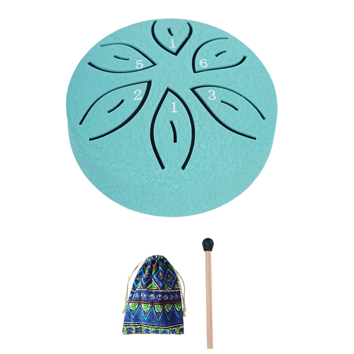 ABMO Steel Tongue Drum Rain Drum for Outside, 6 Notes 3 Inches Chakra Tank Drum Steel Percussion Padded Mallets Lake Blue