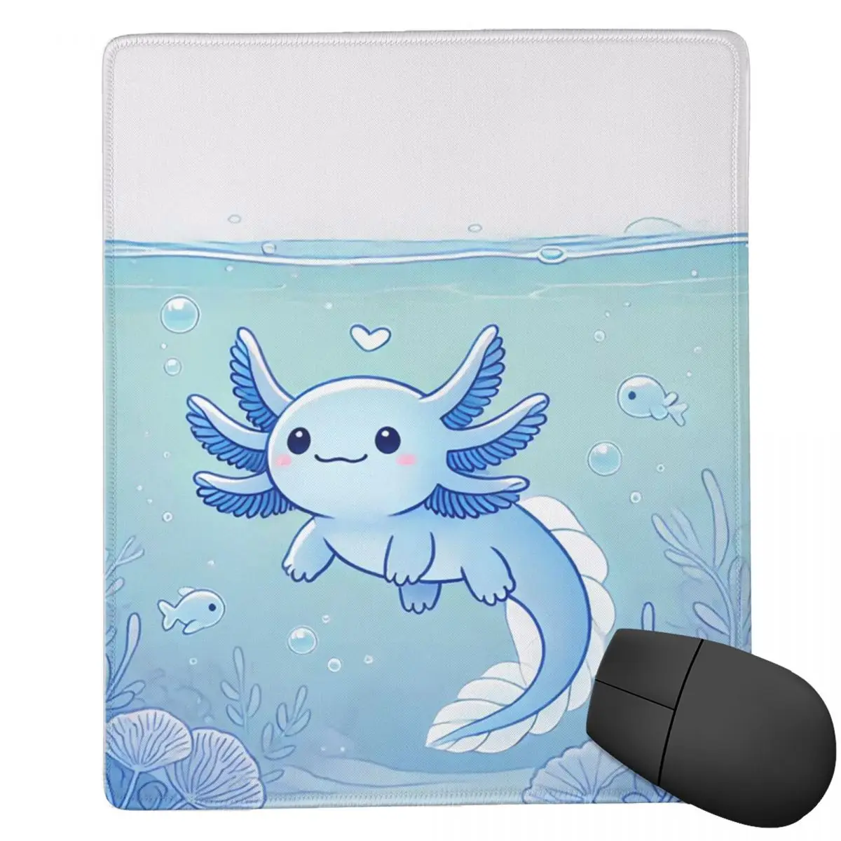 Tapis de souris bleu Axolotl, tapis de clavier pour ordinateur, tapis de souris pour joueur, tapis de bureau pour PC et ordinateur portable, accessoires de bureau.