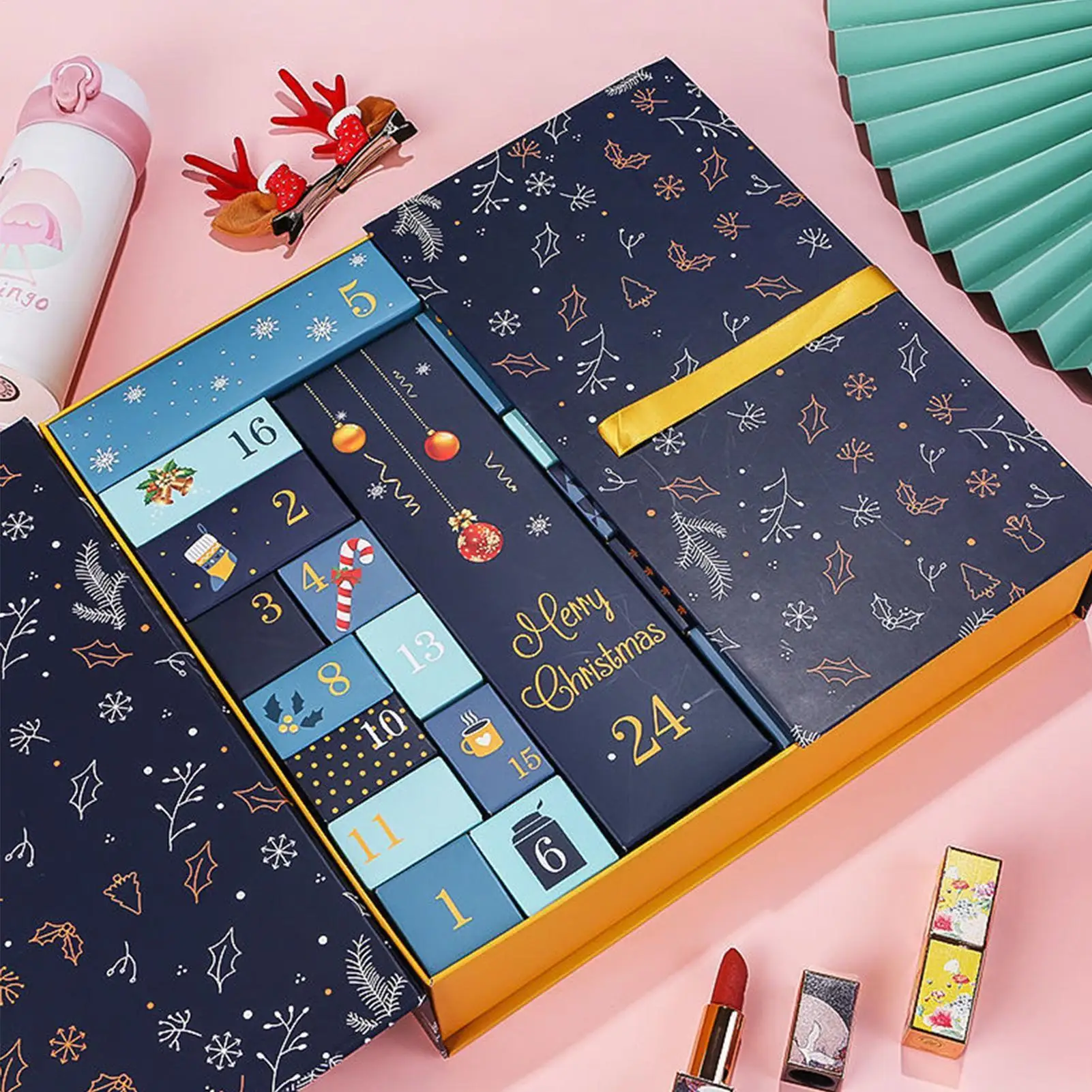 Elegant 24-Day Christmas Countdown Box for Small Gifts