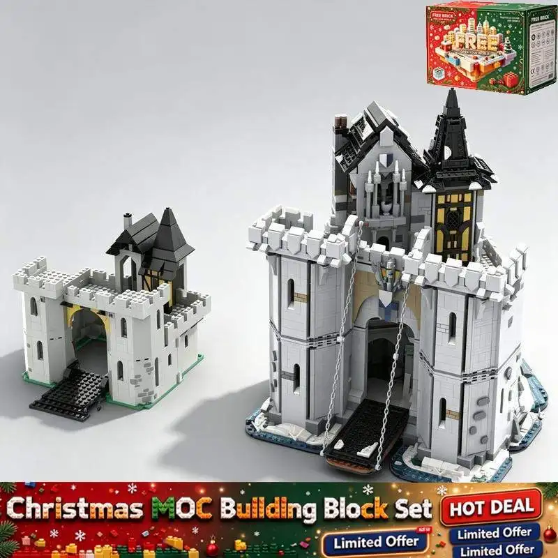 4799PCS MOC Winter Castle Fortress Model Building Blocks Medieval DIY Creative Assembly Toy Birthday Gift Collection Display