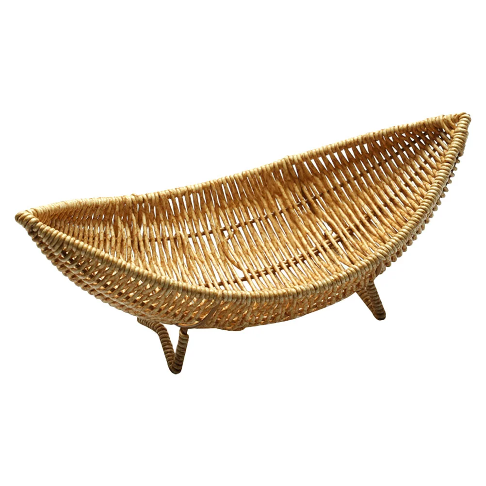 

Rattan Fruit Bowl Woven Snacks Basket Storage Dish Sundries Vegetable Plastic Serving Holder