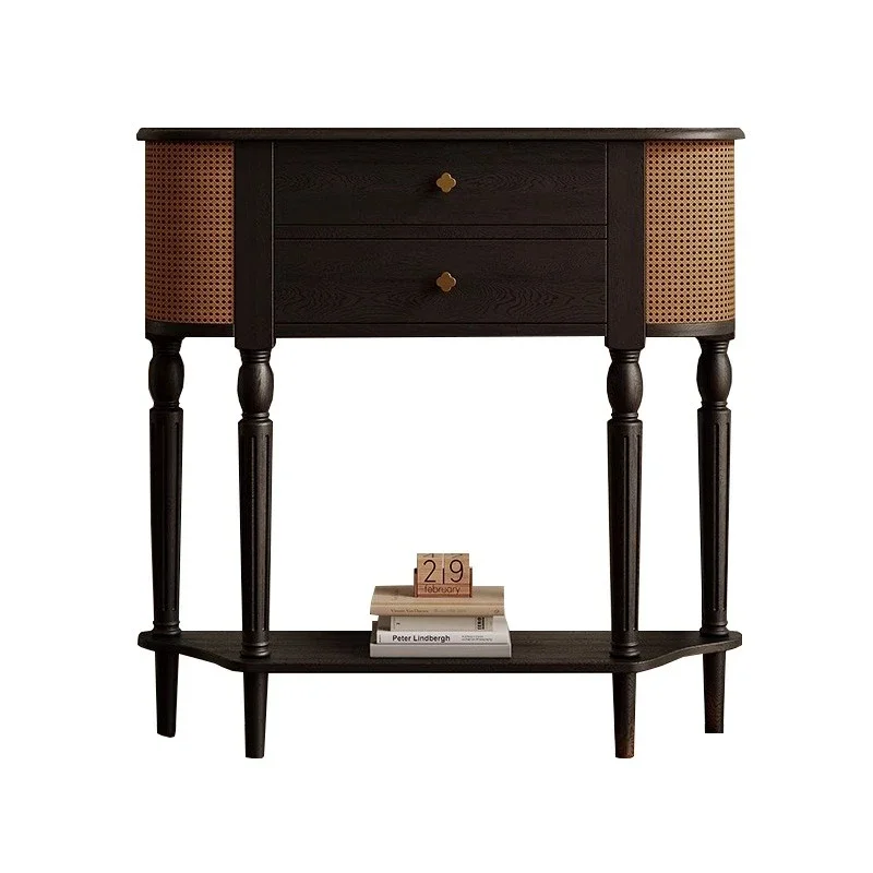 

French retro solid wood entrance decorative cab inet simple American living room ash wood