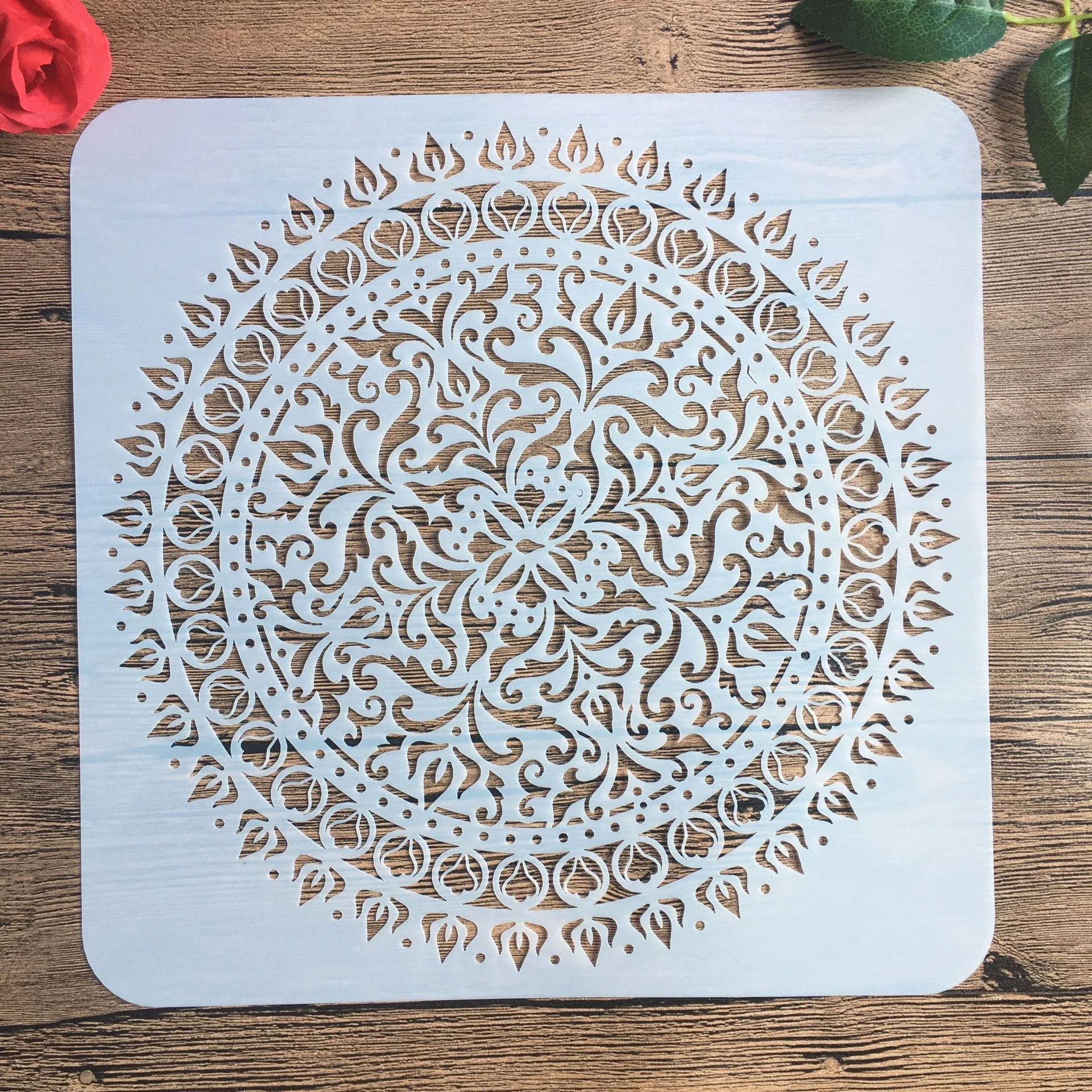 30*30 cm bunga bulat besar mandala diy stensil lukisan buku tempel mewarnai ukiran album dekorasi template stencil -c