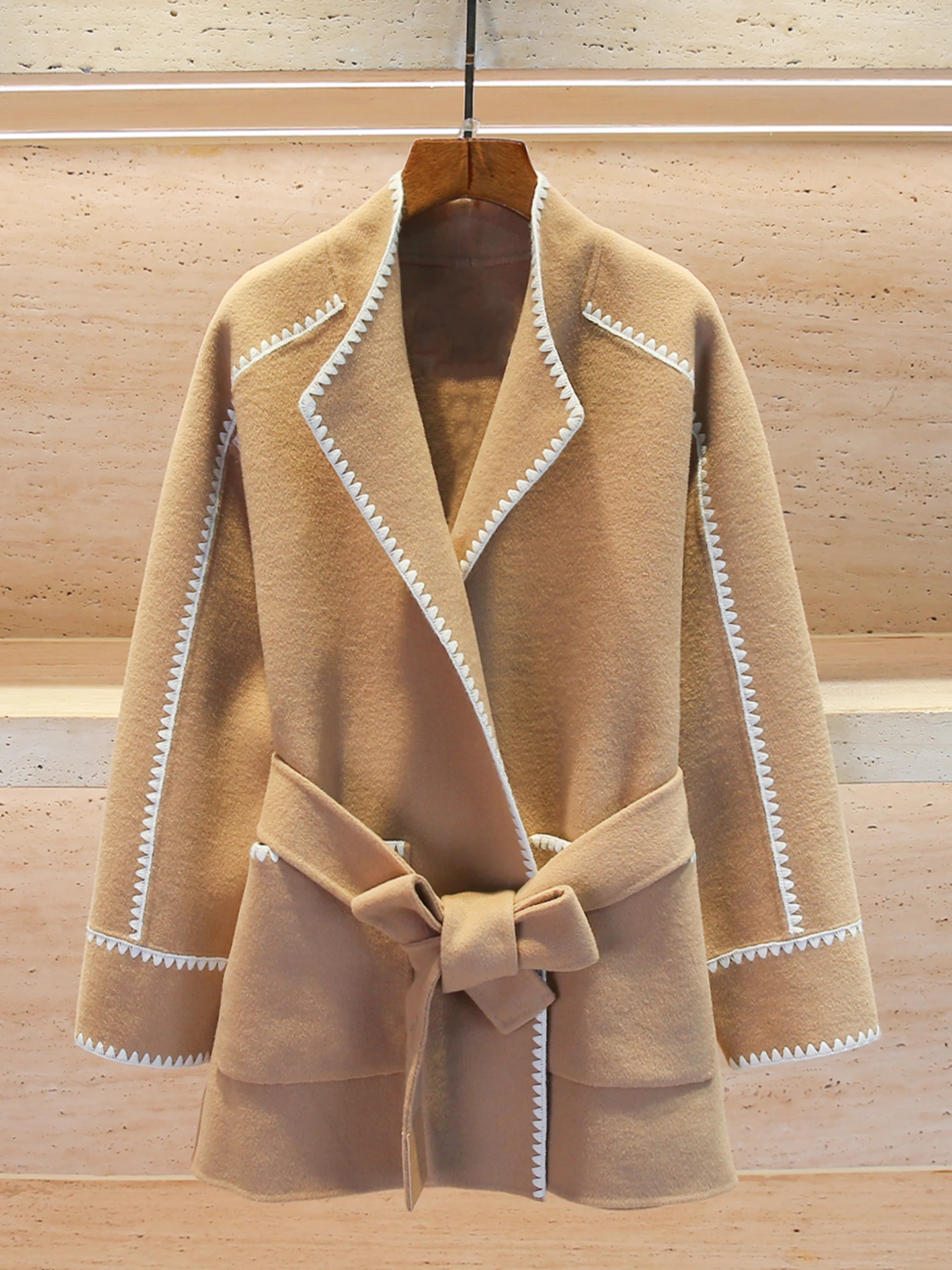 

Пальто M Home Nan You из двусторонней шерсти с крючковым дизайном, высококачественное женское осенне-зимнее новое пальто для работы и повседневной носки, свободный крой