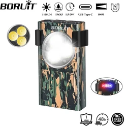 BORUiT V7 LED EDC Keychain Flashlight Type-C Rechargeable Portable Work Light Mini Torch with Clip UV Camping Pocket Lantern