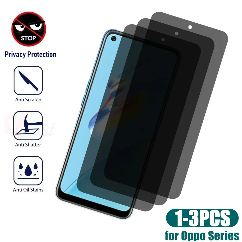 Anti-spy Privacy Glass For Oppo Find X5 X3 Lite A17 A16 A2X A56 A77 A57 A54 A55S A76 A36 A96 A97 A98 A52 A72 Screen Protector