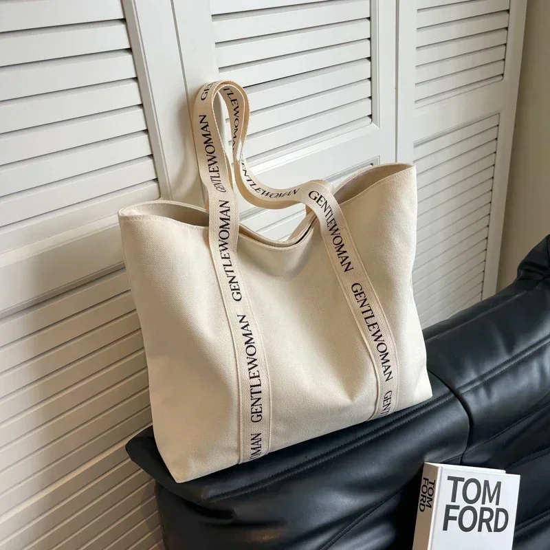 Fashion Leisure Zipper Canvas Women's Tote Bag 2026 High Quality Large Capacity Shoulder Bag Hot Selling Concise Shopping Bag