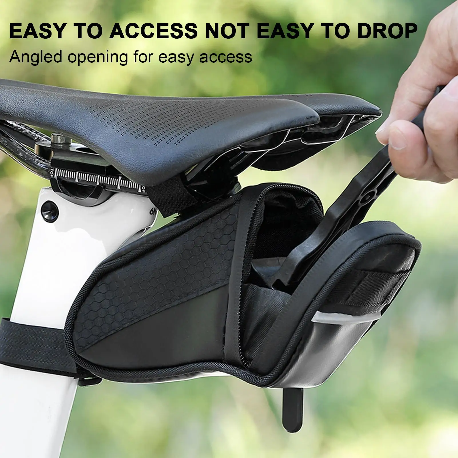 حقيبة دراجة مقاومة للماء كبيرة بسحاب حقيبة تخزين سرج للدراجة تحت المقعد لأداة الضوء الخلفي لركوب الدراجات الكهربائية على الطرق الجبلية #1