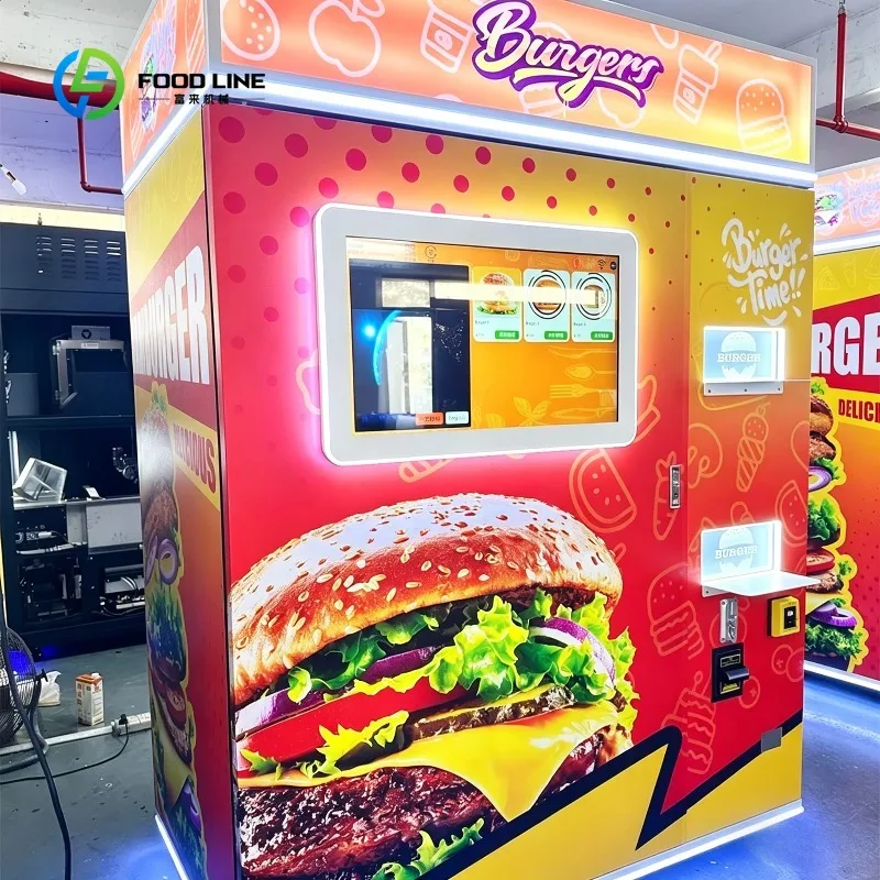 Distributeur automatique de hamburgers personnalisé 24h/24 et 7j/7, écran tactile, certifié CE, pour centre commercial et gare