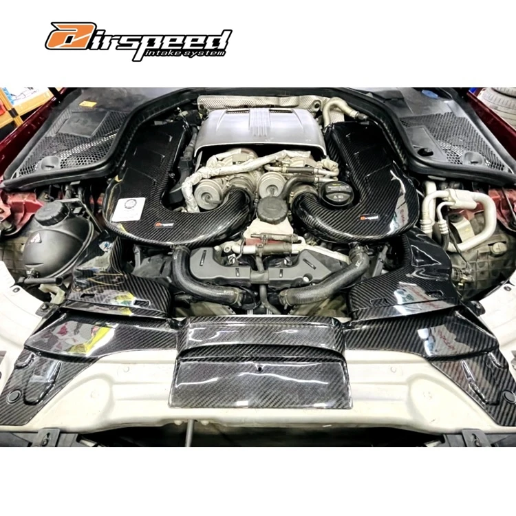 

Dry Carbon Fiber 3K Twill C63 W205 Cold Air Intake System for Benz AMG C63 W205 M177 4.0T Intake System