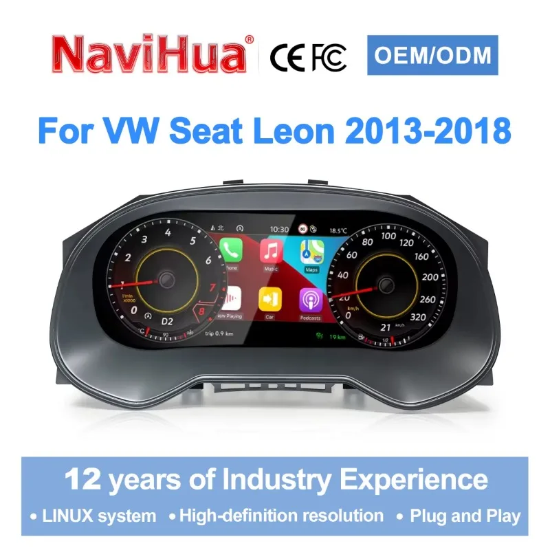 26 Style Car Digital Cluster Instrument For VW Seat Leon 2013-2018 Digital LCD Dashboard Linux System CarPlay