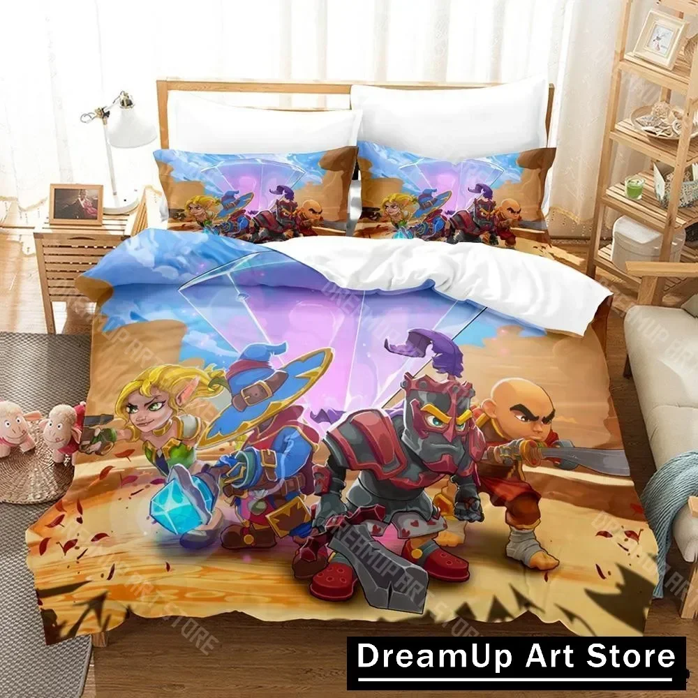 Exquisite Dungeon Defenders Bedding Set Cartoon Anime three-piece set Adult Kid Bedroom Duvetcover Sets 3D Kawaii kids comforter