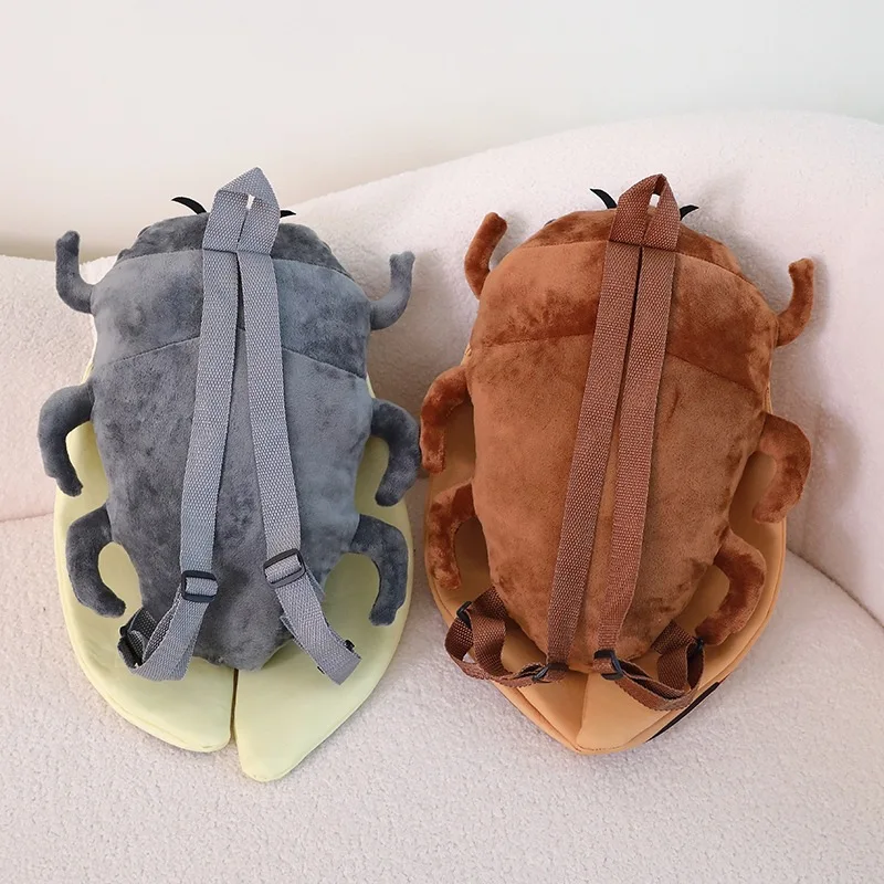 New Cute Lifelike Cartoon Insect Beetle Cicada Plush Doll Backpack Travel School Bag Animal Soft Plush Toy Gift For Boys Girls