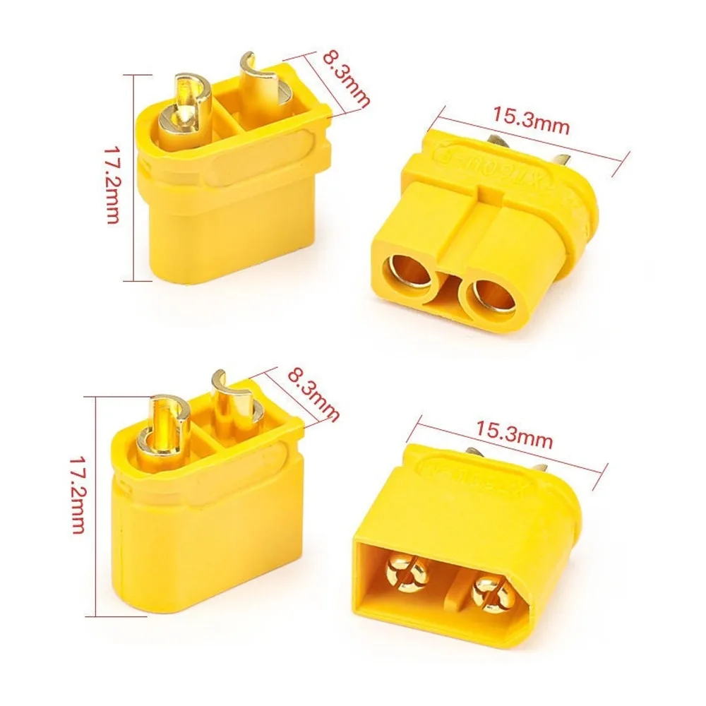 

Amass XT30UD Connector Yellow Gold-plated XT90UZ Connector Lipo Battery Connector DC500V 20A 30A XT60UZ-F M Plug RC Car Parts
