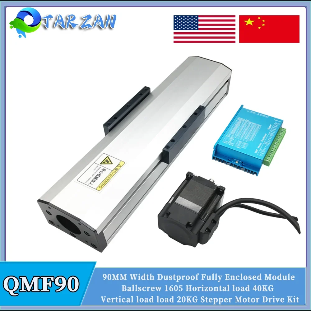 

90mm Width Fully Enclosed Linear Rail Guide Stage Dust Cover Linear Actuator SFU1605 Ballscrew XYZ Axis CNC Slide Table Motor