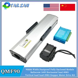 90mm Wide Fully Enclosed Linear Rail Guide Stage Dustproof Linear Actuator SFU1605 Ballscrew Slide Table CNC Nema23 57 Motor Kit