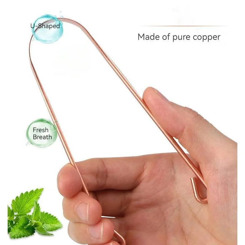 Pure Copper Tongue Scraper for Adults and Kids Tongue Cleaner with Firm Grip for Dental Health & Fresh Breath