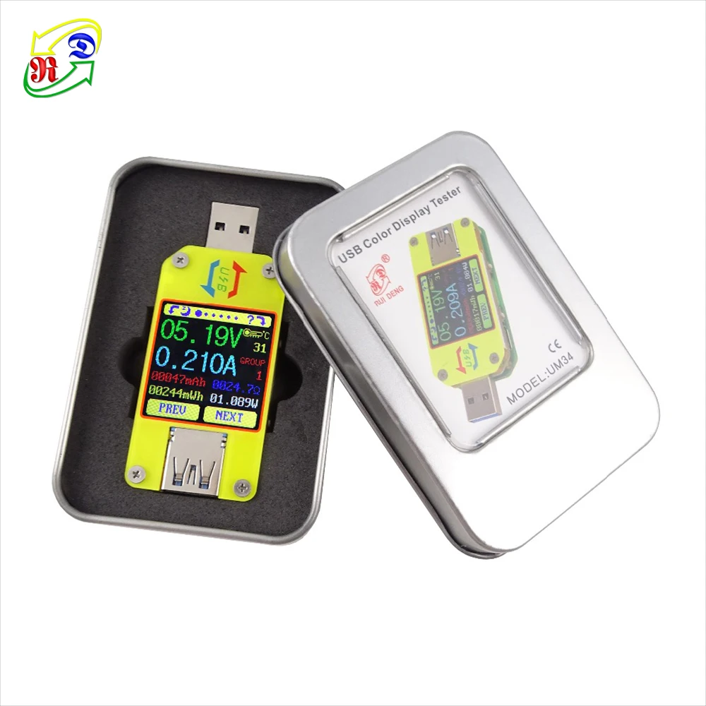 RIDEN UM34 UM34C for APP USB 3.0 Type-C DC Voltmeter voltage current meter battery charge measure cable resistance Tester