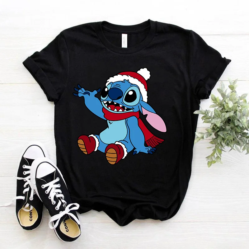 Kawaii Christmas Kawaii Lilo Stitch Funny T Shirt Women Stitch Cute Manga T-shirt Y2k Graphic Tshirt Streetwear Top Tees Female