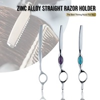 1Pc New 3 Styles Pro Ring Handle Barber Thinning Razor Zinc Alloy Straight Haircut Razors Hairdressing Thinner Knife Holder