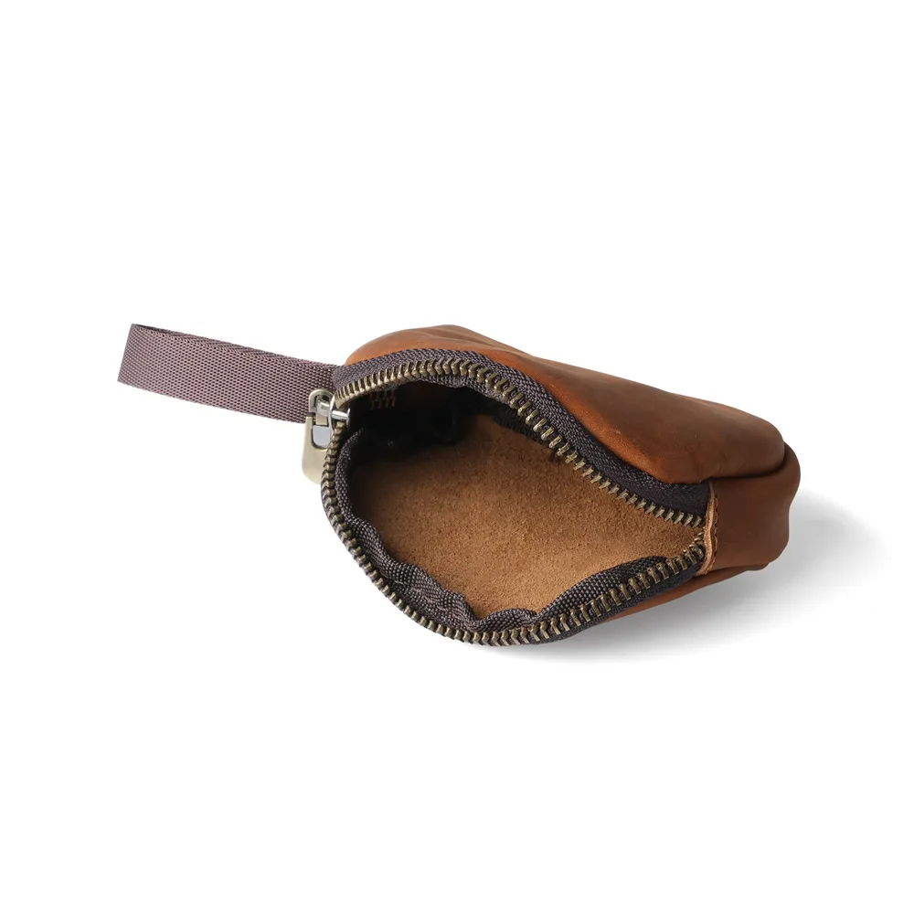 Vintege Casual Genuine Leather Wallet Card Holder Purse Cowhide Crazy Horse Brown Deep Brown Zipper Coin Bag Clip