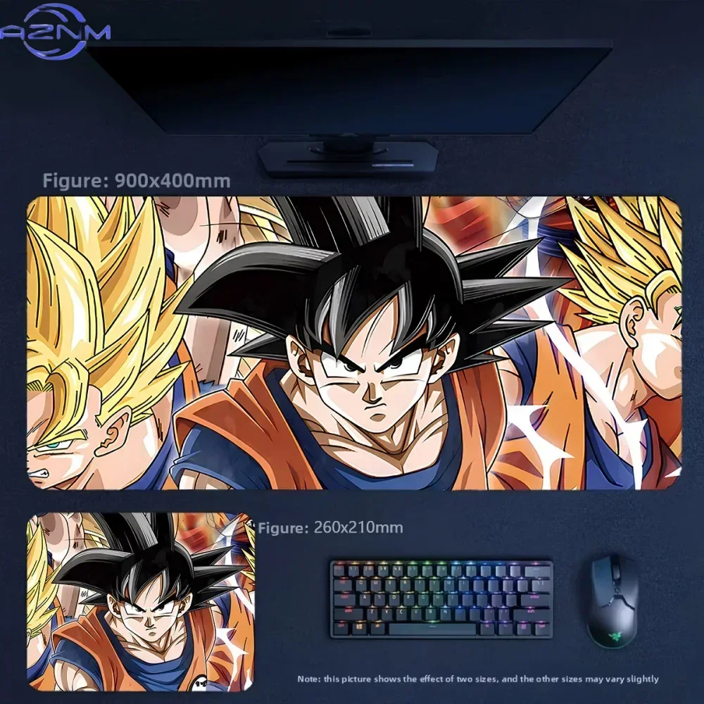 Anime Dragon Ball Goku Super Saiyan Large Mousepad, Rubber Non‑Slip Extended Gaming Desk Mat, Waterproof Anti‑Fray Mouse Pad for