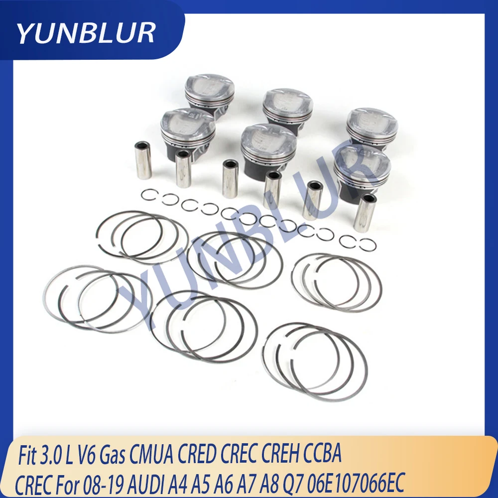

STD Engine Parts Piston & Rings Set Fit 3.0 L V6 Gas CMUA CRED CREC CREH CCBA CREC For 08-19 AUDI A4 A5 A6 A7 A8 Q7 06E107066EC