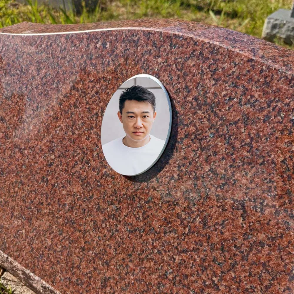 2D Flat Not 3D 1pc Custom Photo Memorial Headstone Tile Memorial Day - Personalized Remembrance Gift Oval Gravestone Marker