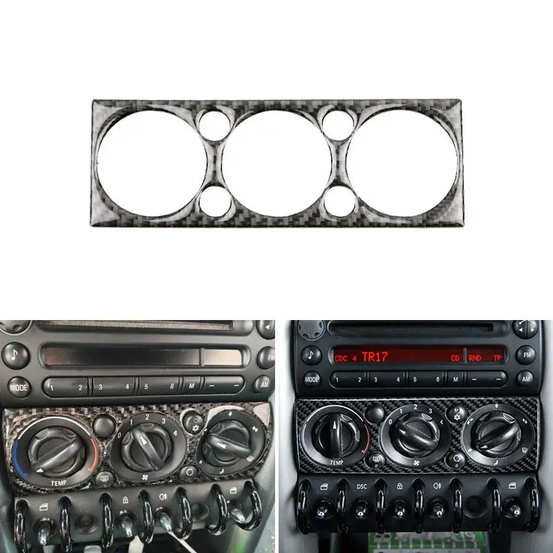 Soft Carbon Fiber For Mini Cooper Hatch One R50 R53 2002 2003 2004 Car Interior AC Air Conditioning Control Panel Trim