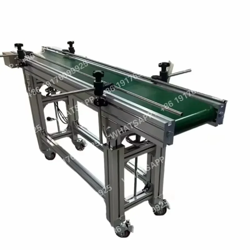 Mini Convoyeur à Bande en PVC/PU avec Rails de Guidage, Machine à Bande Transporteuse Automatique Petite en Acier Inoxydable/Aluminium, Réglable