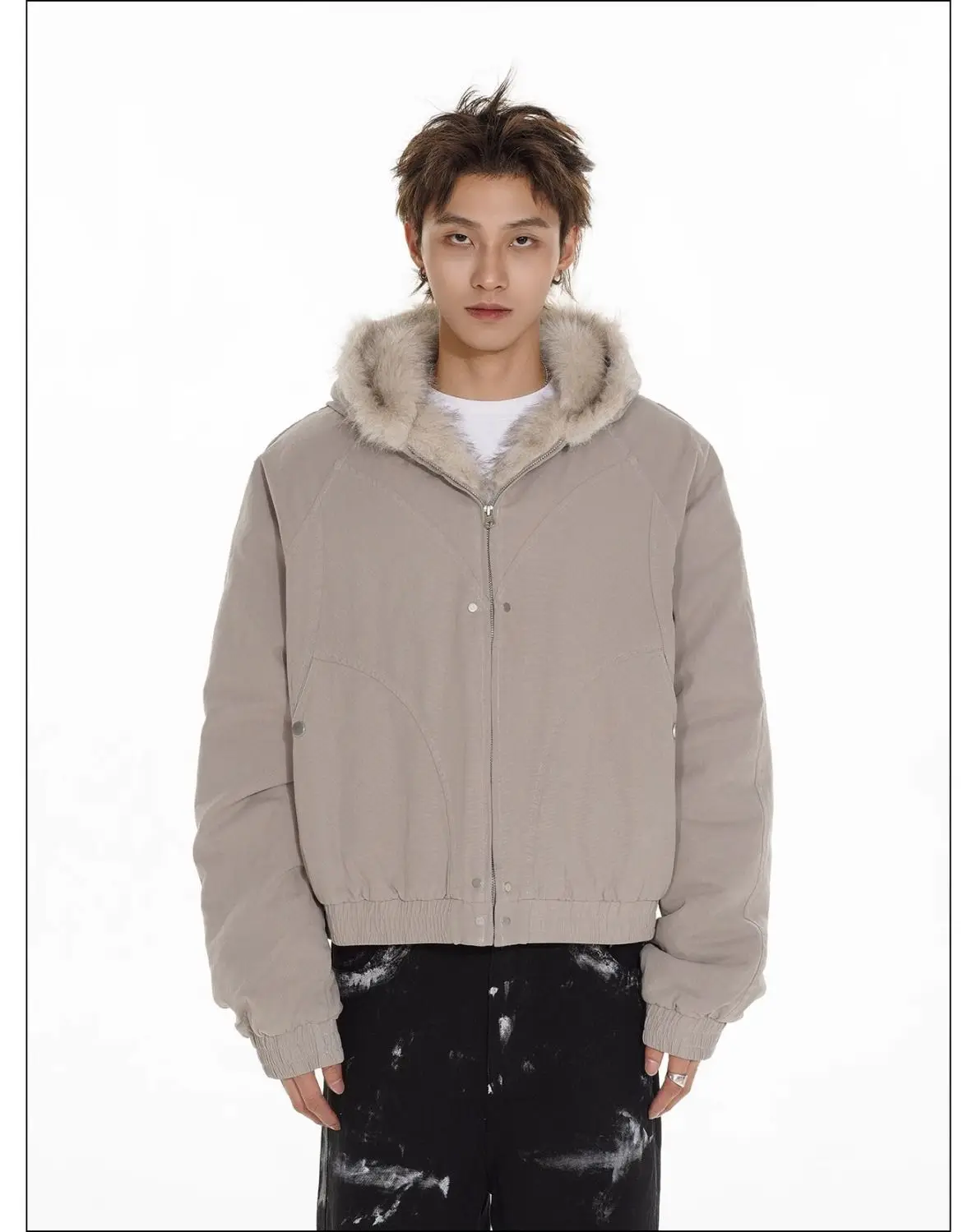 

Autumn Winter New Fashion Male Clothes Parkas Tops Men's Casual Trendy Loose Daily Long Sleeve Hooded Faux Fur Collar Jackets