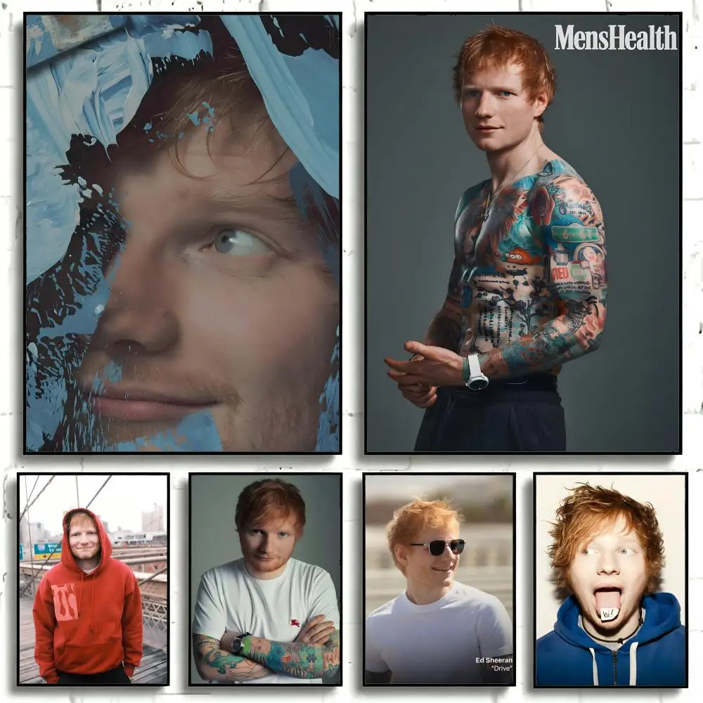 Singer Ed Sheeran Poster Self-adhesive Art Waterproof Paper Sticker Coffee House Bar Room Wall Decor