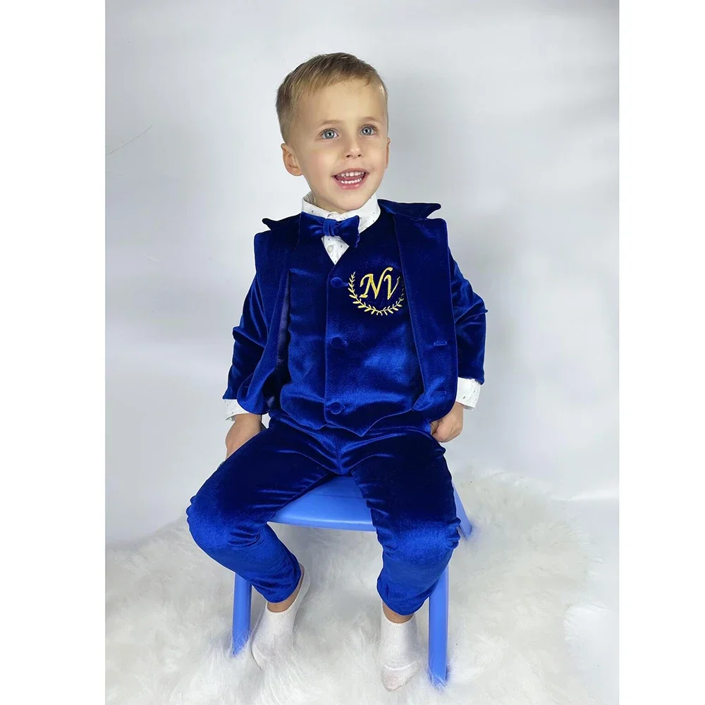 New Arrival Suit for Baby Kids Fashion Notch Lapel Velvet 3 Piece Casual Formal Birthday Party Wedding Tuxedo Boy Infant Suit